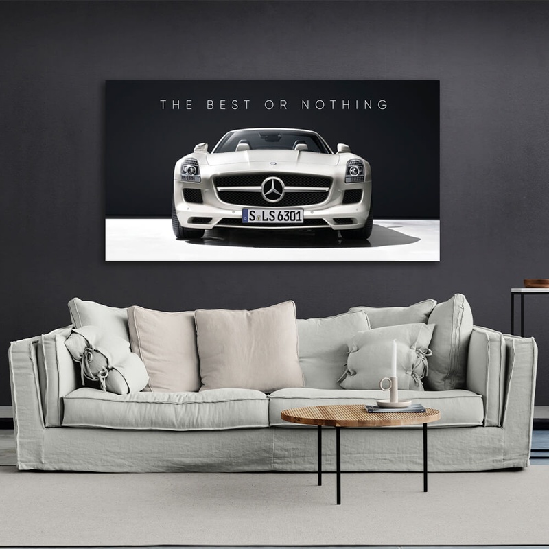 Картина на холсті для мотивації The best or nothing Mercedes, 30х60 см, Холст поліестеровий