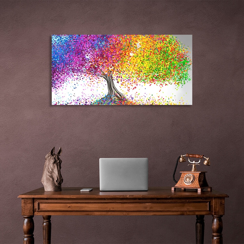 Картина на холсте для дома Colored tree, 30х60 см, Холст полиэстеровый