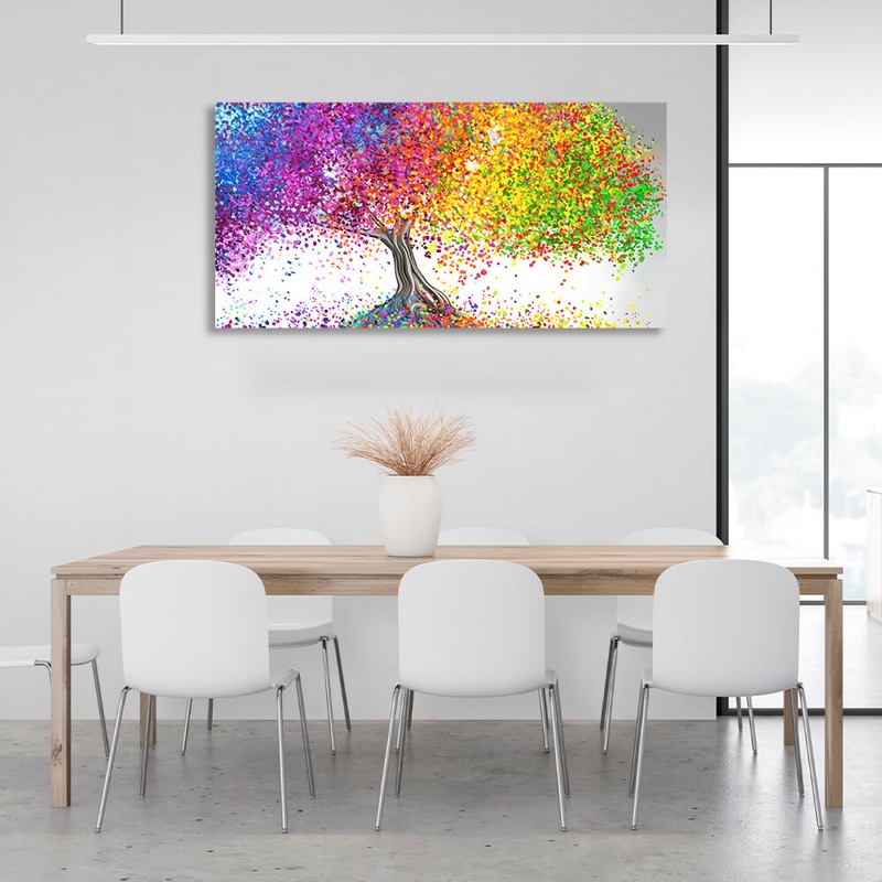 Картина на холсте для дома Colored tree, 30х60 см, Холст полиэстеровый